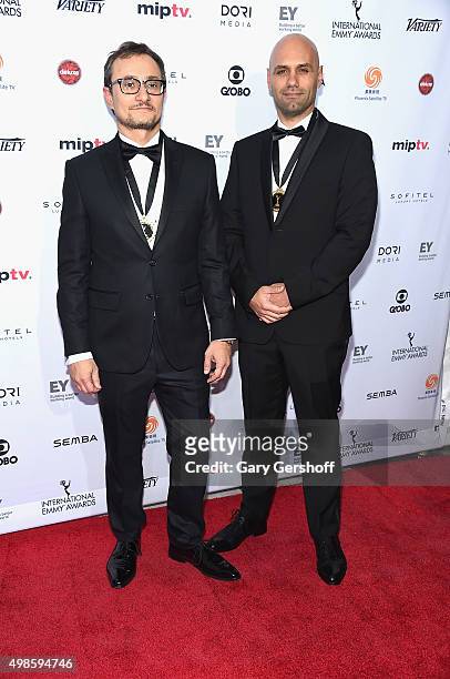 Nominees for TV Movie Mini-Series Pablo Culell, Executive Producer and Javier Van de Couter, Director for' La Celebracion' attend the 43rd...