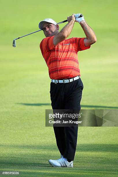 Hennie Otto of South Africa plays an approach shot during a pro-am event ahead of the Alfred Dunhill Championship at Leopard Creek Country Golf Club...