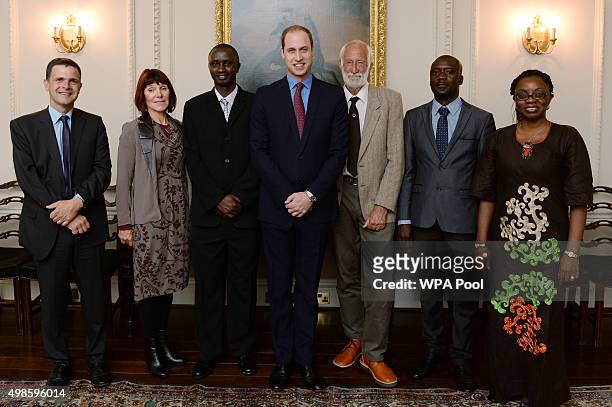 Prince William, Duke of Cambridge meets Tusk Conservation Awards finalists Dr. Emmanuel de Merode, Dr Margaret Jacobson, Edward Ndiritu, Garth Owen...