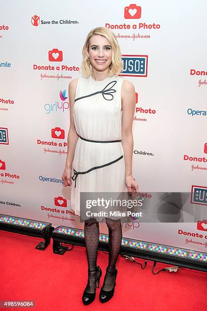 Actress Emma Roberts attends the "Donate A Photo" holiday kick -off at The Ritz-Carlton New York, Central Park on November 24, 2015 in New York City.