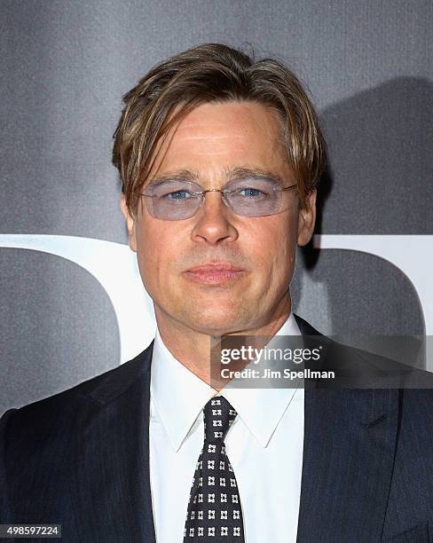 Actor Brad Pitt attends the "The Big Short" New York premiere at Ziegfeld Theater on November 23, 2015 in New York City.