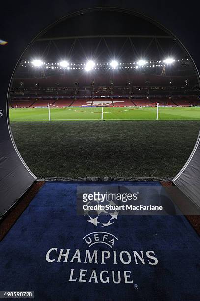 The players tunnel at Emirates Stadium before the UEFA Champions League Group Stage match between Arsenal and Dinamo Zagreb on November 24, 2015 in...