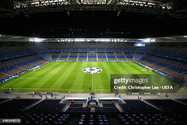 General view of the Sammy Ofer stadium prior the UEFA Champions League Group G match between Maccabi Tel-Aviv FC and Chelsea on November 24, 2015 in...
