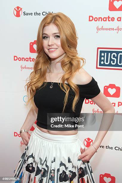 Actress Katherine McNamara attends the "Donate A Photo" holiday kick -off at The Ritz-Carlton New York, Central Park on November 24, 2015 in New York...