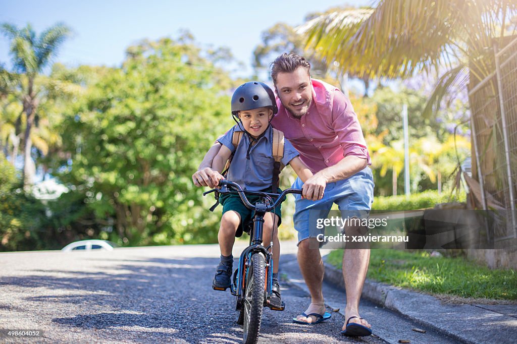 Teaching how to ride a bicycle