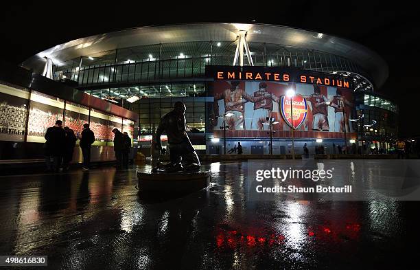 General view of the Emirates Stadium prior to the UEFA Champions League match between Arsenal FC and GNK Dinamo Zagreb at Emirates Stadium on...