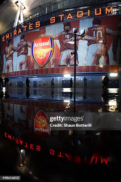 General view of the Emirates Stadium prior to the UEFA Champions League match between Arsenal FC and GNK Dinamo Zagreb at Emirates Stadium on...