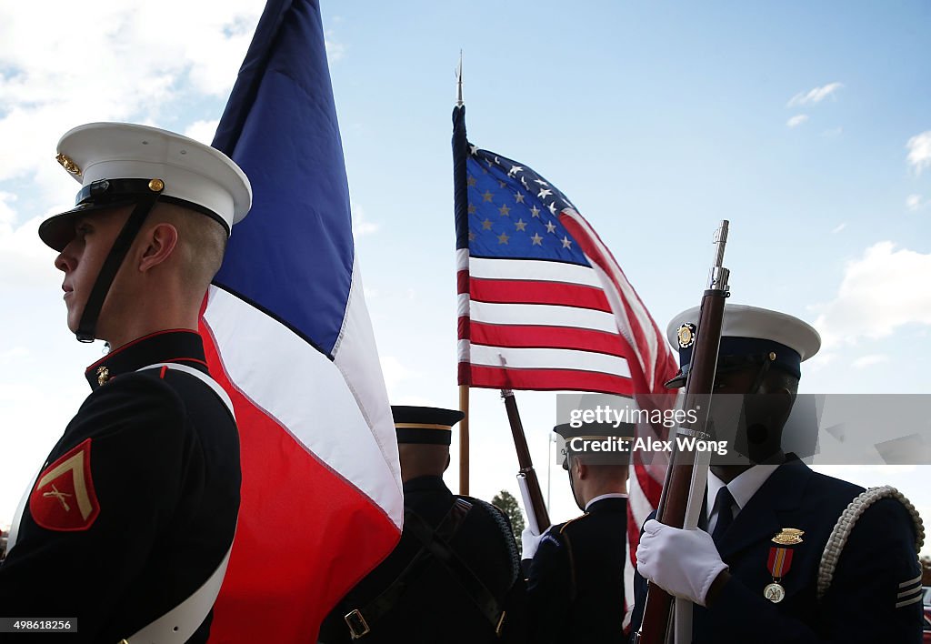 Ash Carter Hosts Honor Cordon For French Defense Minister At Pentagon