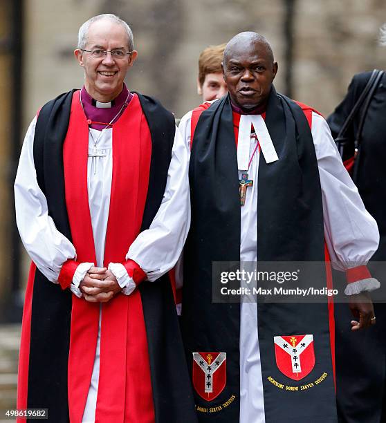 The Most Reverend Justin Welby, Archbishop of Canterbury and The Most Reverend Dr John Sentamu, Archbishop of York attend the Inauguration of the...