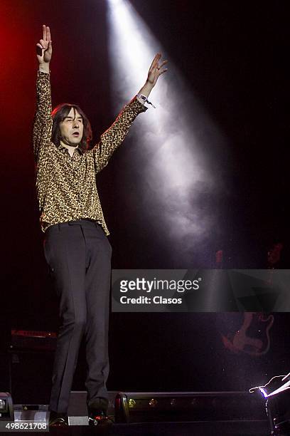 Bobby Gillespie singer of Scotish rock band Primal Scream performs during second day of Corona Festival at Autódromo Hermanos Rodríguez on November...