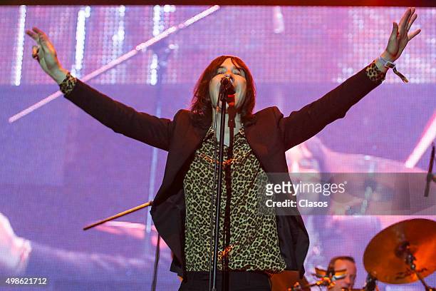 Bobby Gillespie singer of Scotish rock band Primal Scream performs during second day of Corona Festival at Autódromo Hermanos Rodríguez on November...