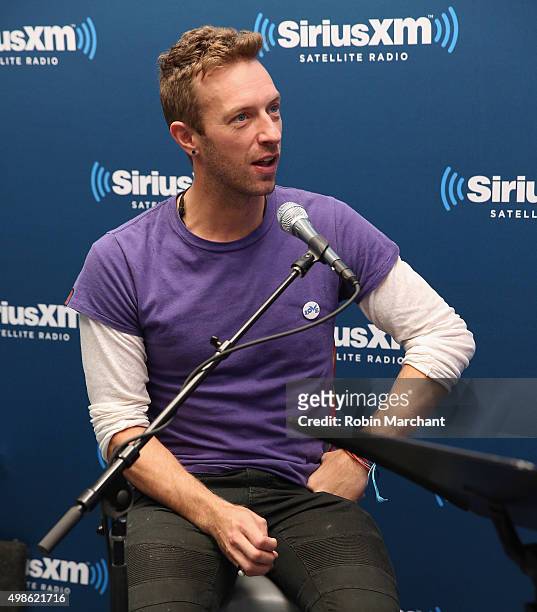 Chris Martin of Coldplay visits at SiriusXM Studios on November 24, 2015 in New York City.
