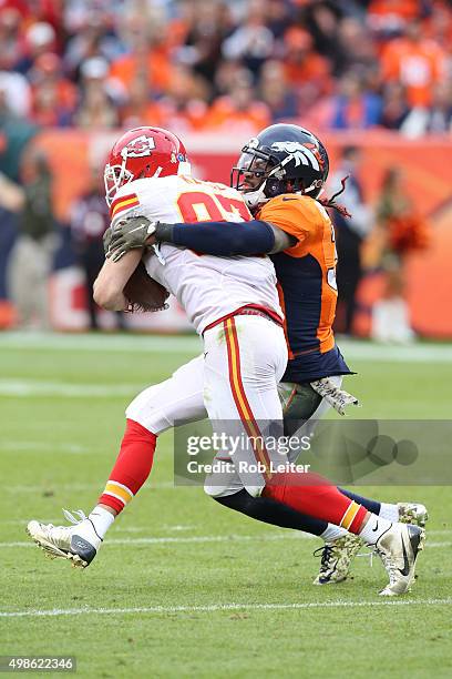 David Bruton Jr. #30 of the Denver Broncos in action during the game against the Kansas City Chiefs at Sports Authority Field At Mile High on...