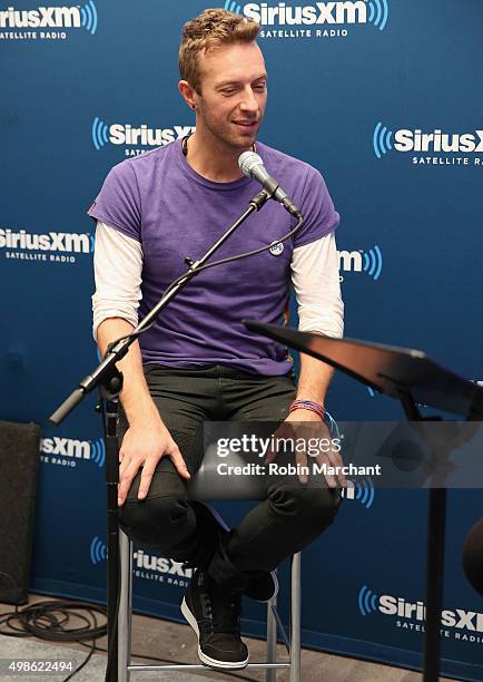 Chris Martin of Coldplay visits at SiriusXM Studios on November 24, 2015 in New York City.