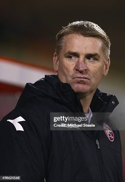 Dean Smith the manager of Walsall looks on during the Sky Bet League One match between Swindon Town and Walsall at the County Ground on November 24,...