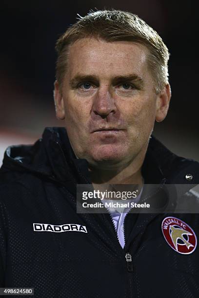 Dean Smith the manager of Walsall looks on during the Sky Bet League One match between Swindon Town and Walsall at the County Ground on November 24,...