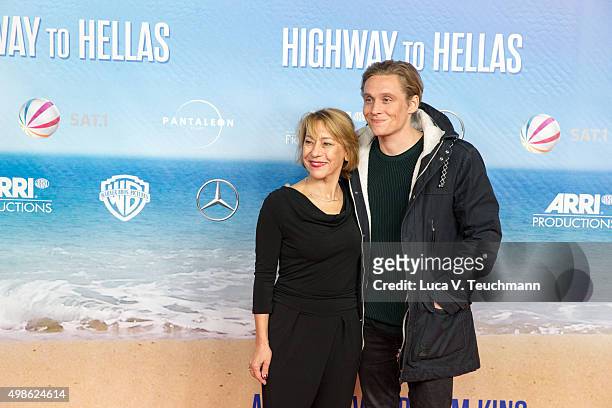 Matthias Schweighoefer and Gitta Schweighoefer attend the 'Highway to Hellas' German Premiere at Kino in der Kulturbrauerei on November 24, 2015 in...