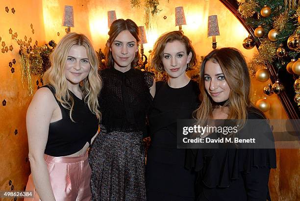 Amy Lawrenson, Alexa Chung, Katherine Power and Hannah Almassi attend the WhoWhatWear UK Launch at Loulou's on November 24, 2015 in London, England.