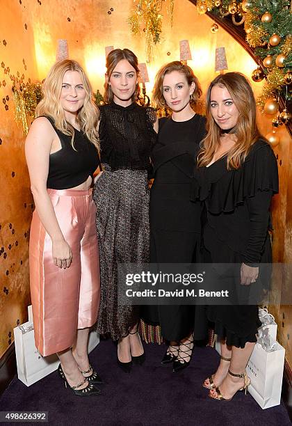 Amy Lawrenson, Alexa Chung, Katherine Power and Hannah Almassi attend the WhoWhatWear UK Launch at Loulou's on November 24, 2015 in London, England.