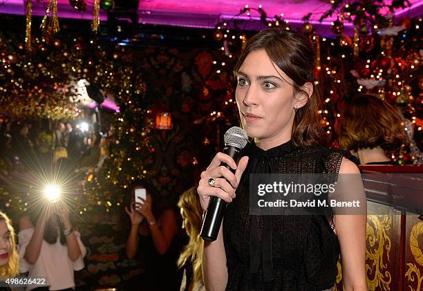 Alexa Chung attends the WhoWhatWear UK Launch at Loulou's on November 24, 2015 in London, England.