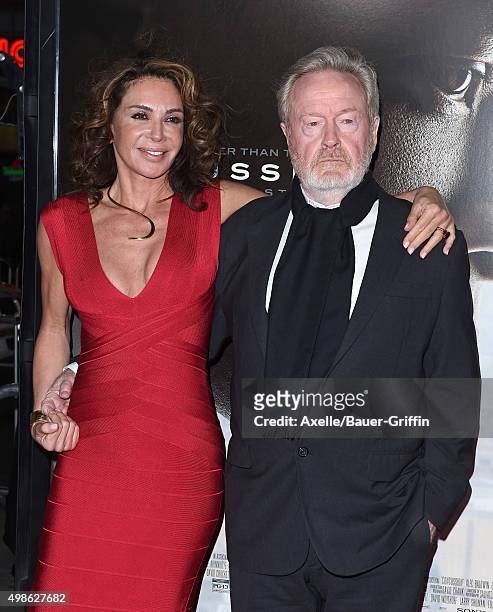 Director Ridley Scott and Giannina Facio arrive at the AFI FEST 2015 Presented By Audi Centerpiece Gala Premiere of Columbia Pictures' 'Concussion'...