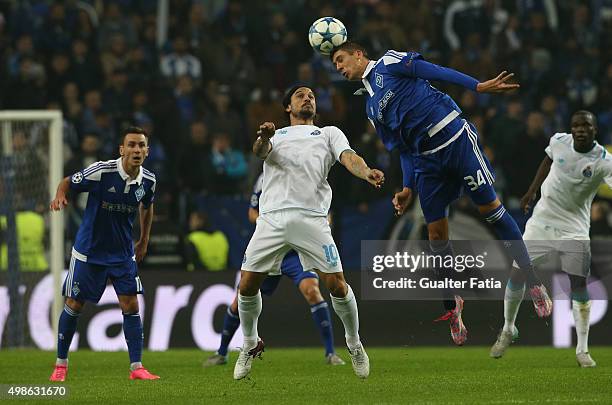 Dynamo KyivÕs defender Yevhen Khacheridi with FC PortoÕs forward Pablo Osvaldo in action during the UEFA Champions League match between FC Porto and...