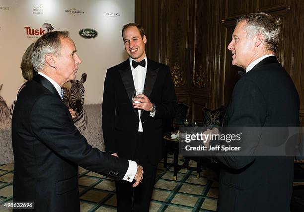 Charlie Mayhew CEO Tusk; Prince William, Duke of Cambridge; Rory Bremner attend the annual Tusk Trust Conservation awards at Claridge's Hotel on...