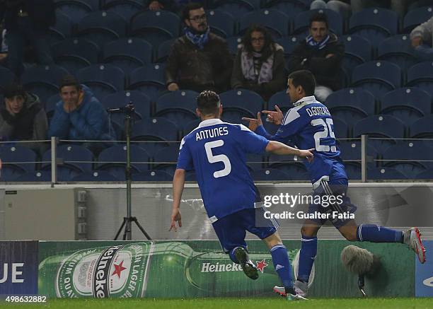Dynamo KyivÕs midfielder Derlis Gonzalez celebrates after scoring a goal during the UEFA Champions League match between FC Porto and FC Dynamo Kyiv...