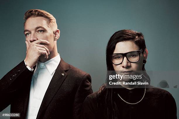 Musicians Skrillex and Diplo of Jack Ü pose for a portrait at the 2015 American Music Awards on November 22, 2015 in Los Angeles, California.