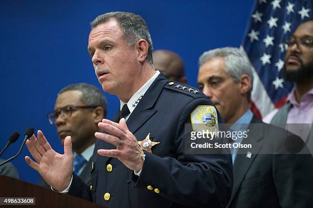 Chicago Police Superintendent Garry McCarthy speaks during a press conference he and Mayor Rahm Emanuel held to address the arrest of Chicago Police...
