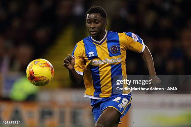 Larnell Cole of Shrewsbury Town during the Sky Bet Football League One match between Sheffield United and Shrewsbury Town at Bramall Lane on November...