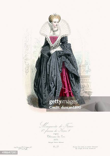 illustrations, cliparts, dessins animés et icônes de margaret de valois - robe du soir