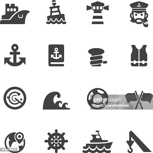 stockillustraties, clipart, cartoons en iconen met port icons silhouette icons | eps10 - sleepboot