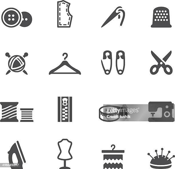soulico icons - sewing - sewing icons stock illustrations