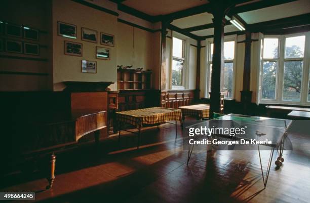 The games room at Ludgrove School in Berkshire, UK, November 1989. An independent preparatory boarding school, its attendees will include Prince...