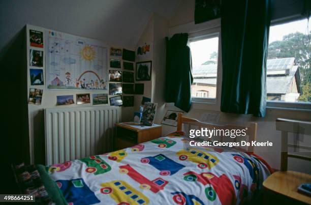 Dormitory at Ludgrove School in Berkshire, UK, November 1989. An independent preparatory boarding school, its attendees will include Prince William...