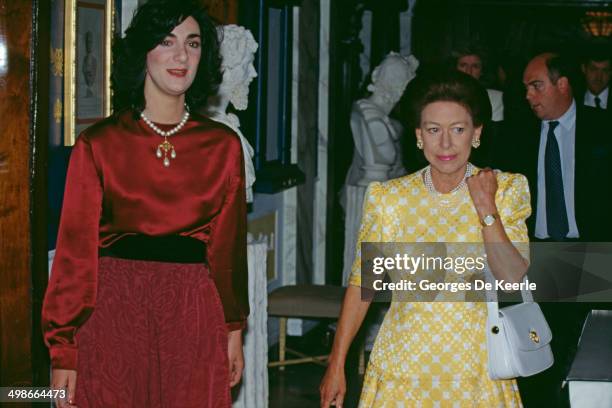 Princess Margaret, Countess of Snowdon, at 10 Downing Street, London, during an official visit by Nelson Mandela, 4th July 1990.