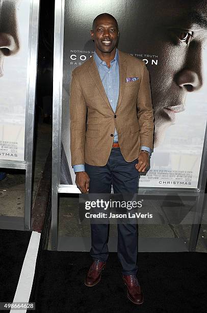 Terrell Owens attends a screening of "Concussion" at Regency Village Theatre on November 23, 2015 in Westwood, California.