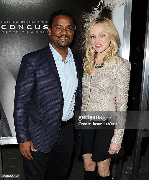 Actor Alfonso Ribeiro and wife Angela Unkrich attend a screening of "Concussion" at Regency Village Theatre on November 23, 2015 in Westwood,...