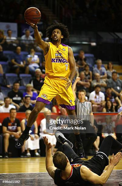 Josh Childress of the Kings drives to the basket during the round eight NBL match between the Illawarra Hawks and the Sydney Kings at Wollongong...