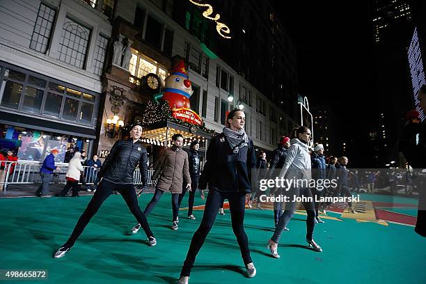 Radio City Rockettes performs during 89th Annual Macy's Thanksgiving Day Parade Rehearsals - Day 2 on November 24, 2015 in New York City.