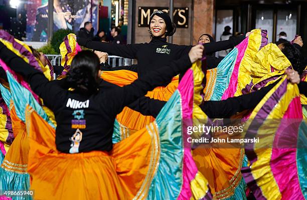 Members of the Kruti Dance Company perform during 89th Annual Macy's Thanksgiving Day Parade Rehearsals - Day 2 on November 24, 2015 in New York City.