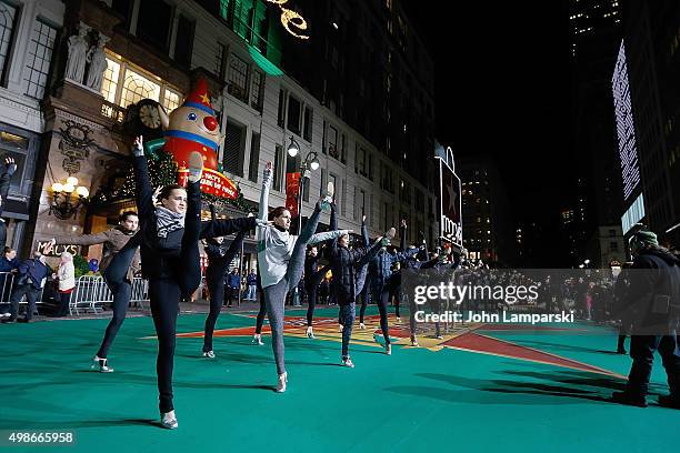 Radio City Rockettes performs during 89th Annual Macy's Thanksgiving Day Parade Rehearsals - Day 2 on November 24, 2015 in New York City.