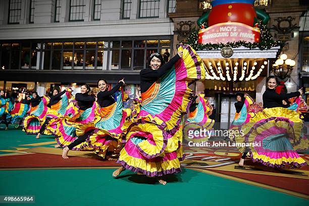 Members of the Kruti Dance Company perform during 89th Annual Macy's Thanksgiving Day Parade Rehearsals - Day 2 on November 24, 2015 in New York City.