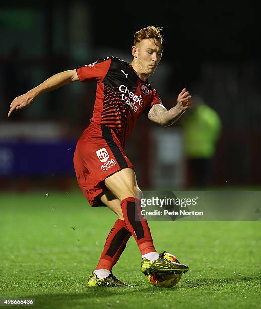 Josh Yorwerth of Crawley Town in action during the Sky Bet League Two match between Crawley Town and Northampton Town at Checkatrade Stadium on...