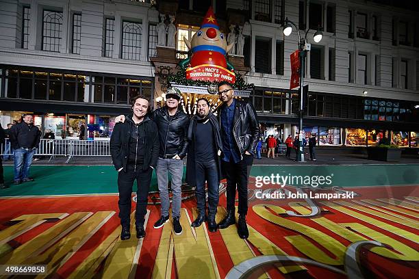 Jimmy Staford, Patrick Monohan, Hectror Maldonado and Drew Shoals of Train during 89th Annual Macy's Thanksgiving Day Parade Rehearsals - Day 2 on...