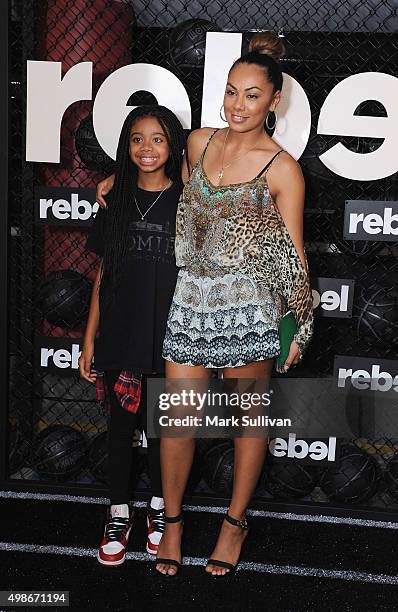 Prinnie Stevens and daughter Sania Stevens arrive ahead of the opening of Rebels new flagship 'accelerate' store at Westfield Bondi Junction on...