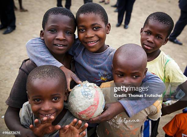 Lusaka, Zambia Children posing in the district 'Garden Compound' for a photo on November 20, 2015 in Lusaka, Zambia.