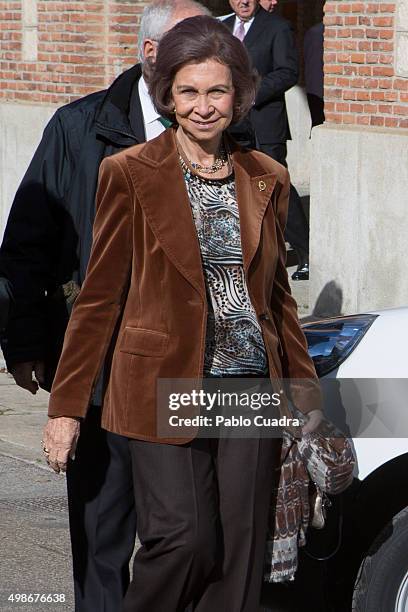 Queen Sofia visits a Food Bank on November 25, 2015 in Madrid, Spain.