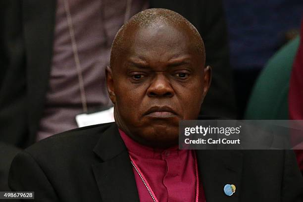 John Sentamu, the Archbishop of York, looks on during the General Synod on November 25, 2015 in London, England. The General Synod considers and...